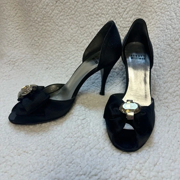 Stuart Weitzman Black Heels with Gem Detail - Picture 2 of 6